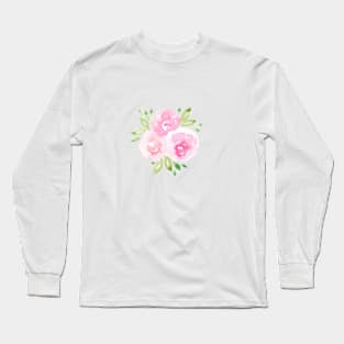 Watercolor Roses and Peonies in delicate Pinks Long Sleeve T-Shirt